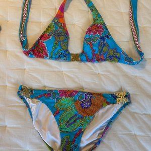 Trina Turk Bikini Casablanca Turquoise Blue Sz 8